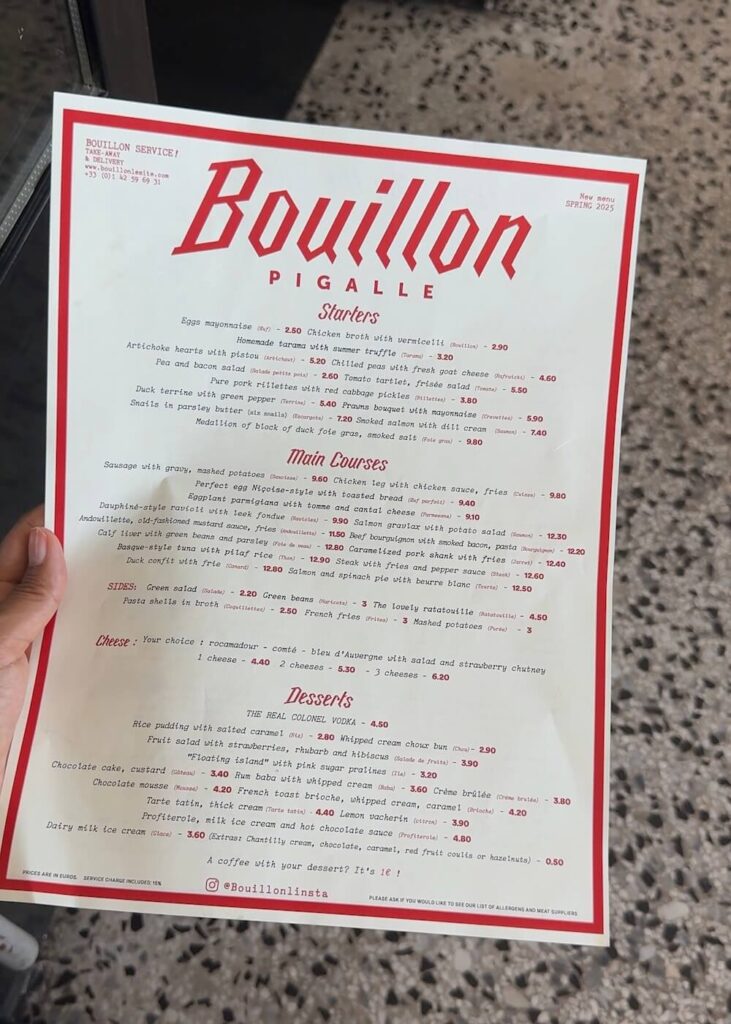 bouillon pigalle paris menu affordable prices