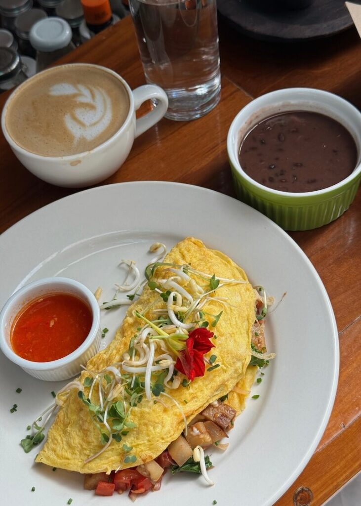 Caoba Farms café in Antigua Guatemala breakfast