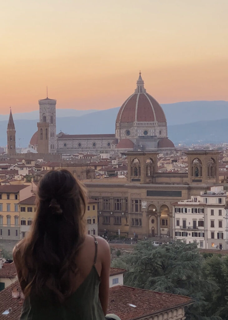 florence sunset viewpoint woman