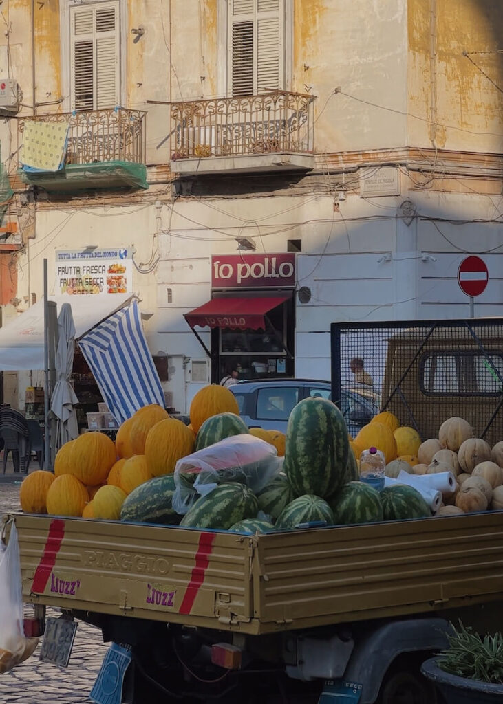 naples cart full of fruit watermelons