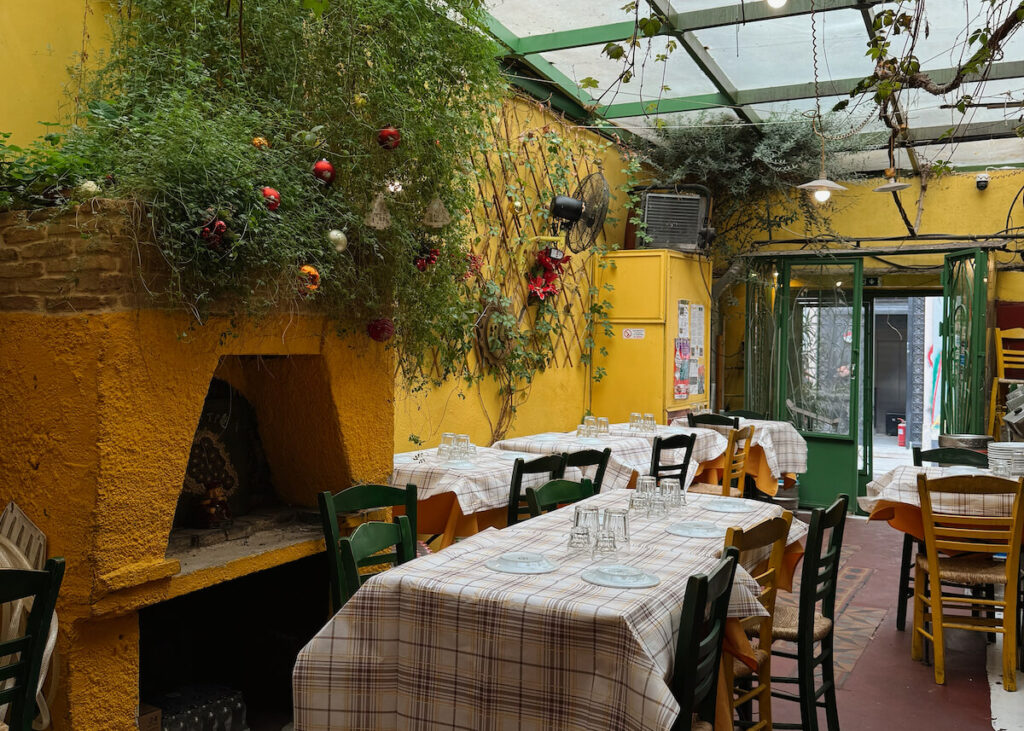 athens greece local restaurant yellow walls taverna