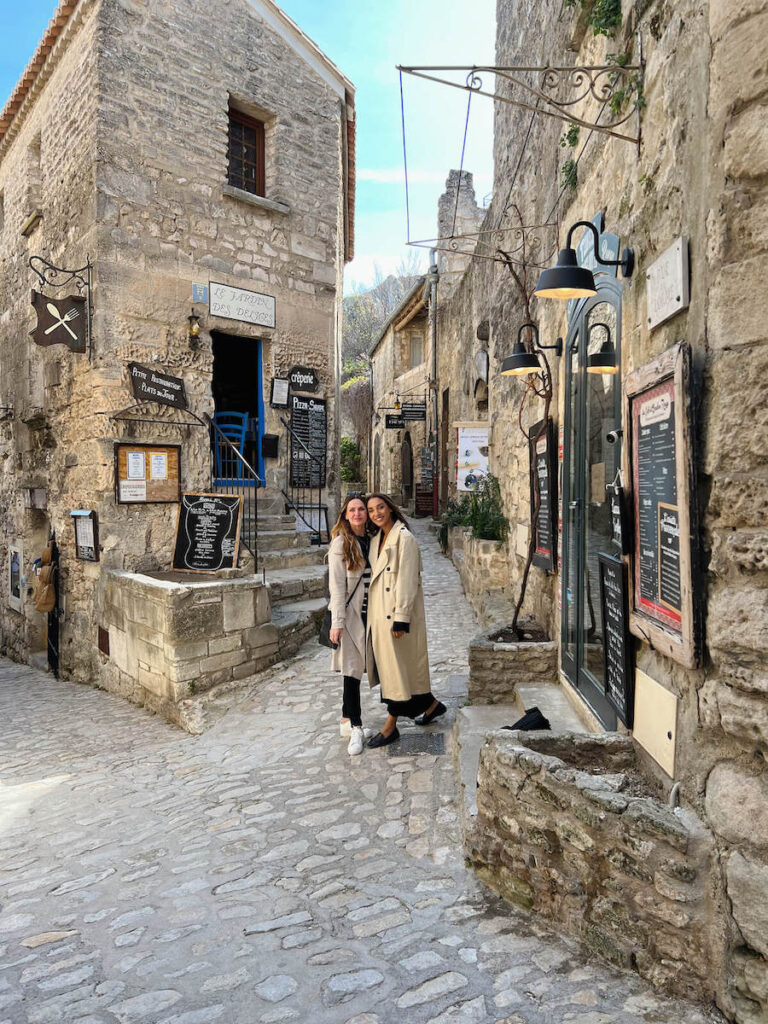 two women in cute streets of Les Baux-de-Provence