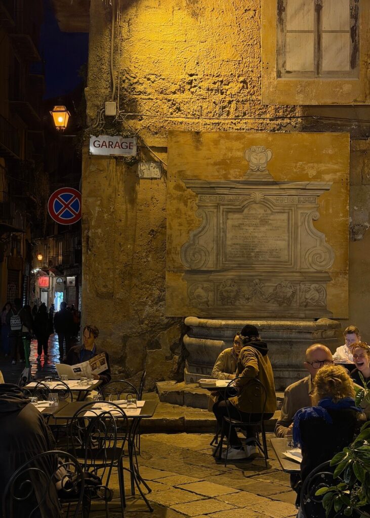 palermo italy outdoor courtyard restaurant dinner